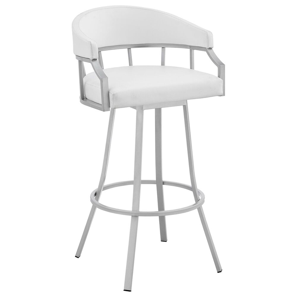 Blue River Valerie 30" Swivel Barstool with White Cushion in Silver, , large