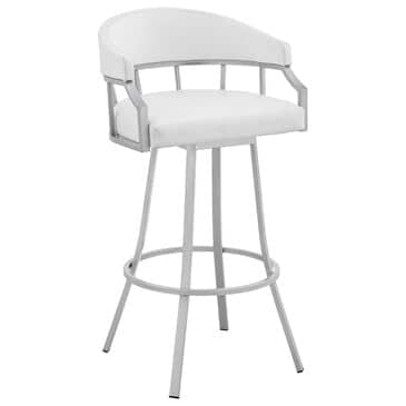 Blue River Valerie 30" Swivel Barstool with White Cushion in Silver, , large