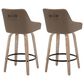 LumiSource Hannah Swivel Counter Stool with Brown Faux Leather Upholstery in Whitewashed and Black (Set of 2), , large