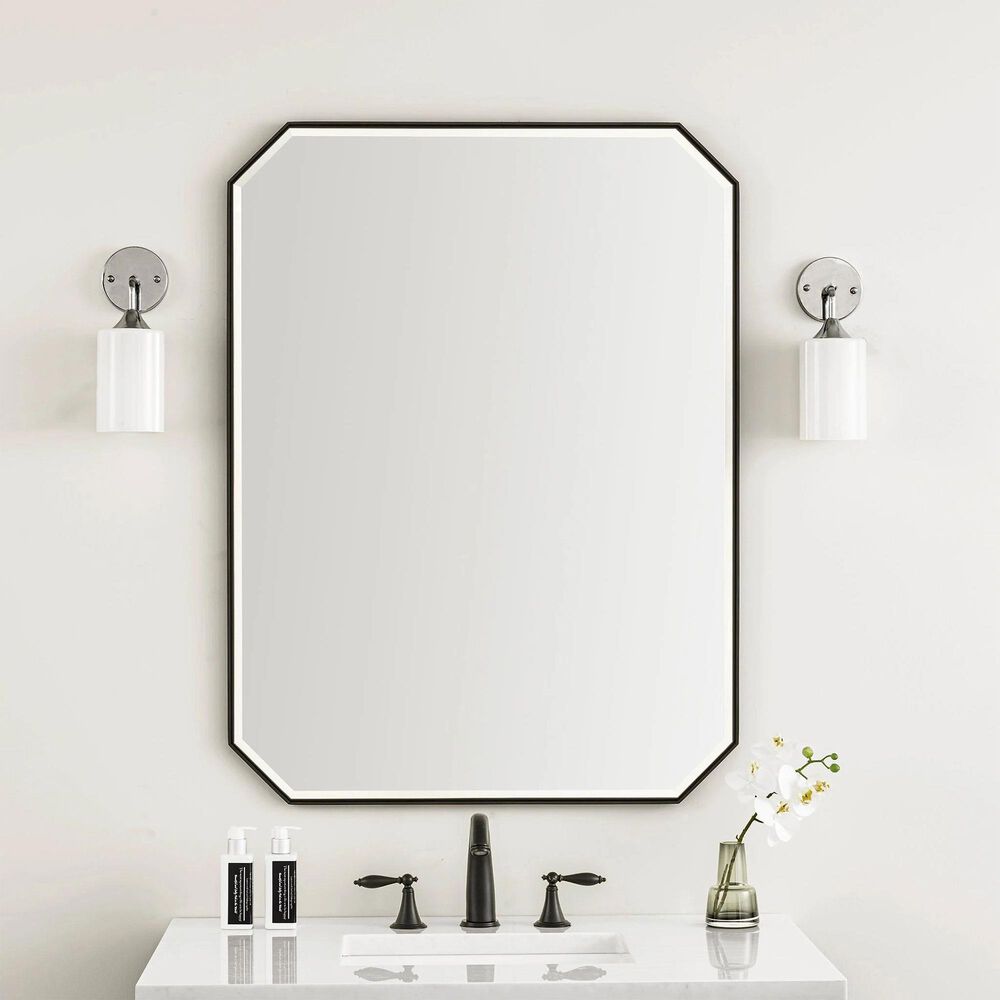James Martin Vanities Rohe 30&quot; Octagonal Mirror in Matte Black, , large