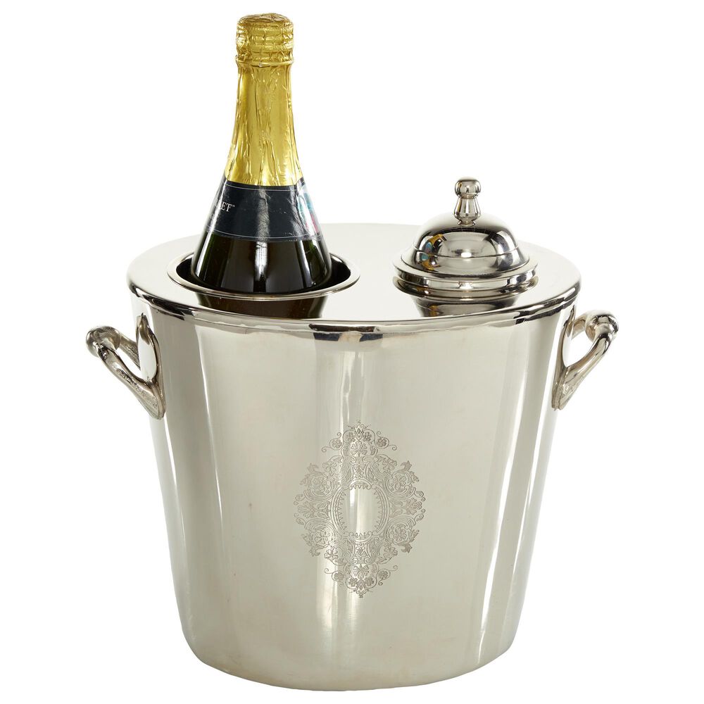 Maple and Jade 10" Traditional Metal Wine Holder in Silver, , large