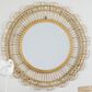 Maple and Jade 35" Handmade Woven Floral Wall Mirror with Beaded Accents in Brown, , large