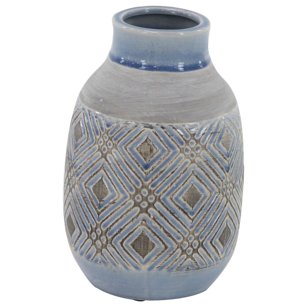 Maple and Jade 11" x 7" Vintage Geometric Vase in Grey, , large