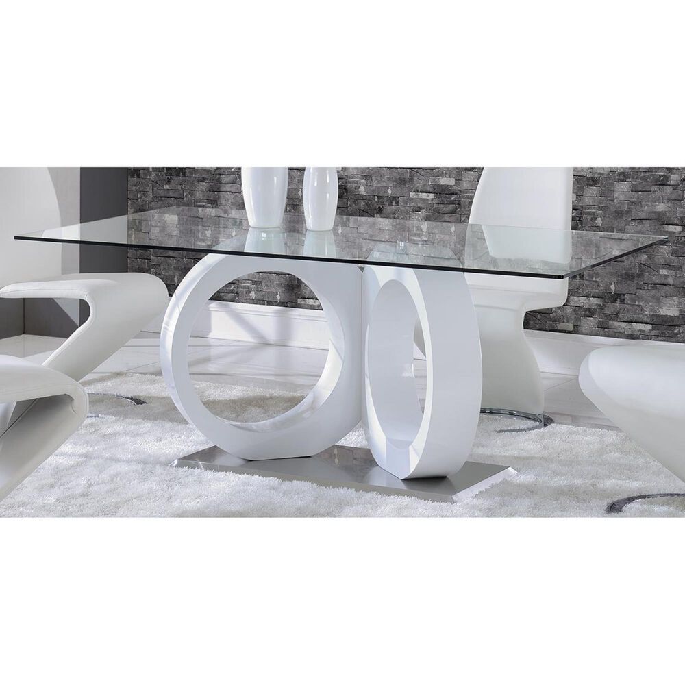 Global Furniture USA Rectangular Dining Table in Chrome and White - Table Only, , large