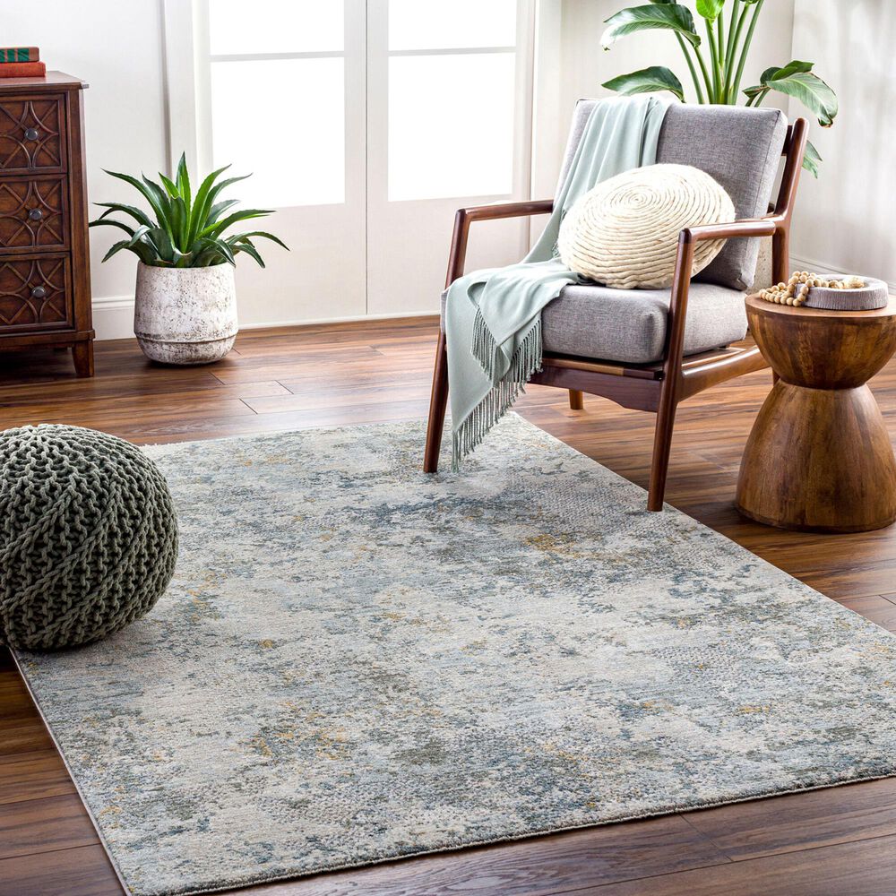 Surya Dresden Dusty Sage, Taupe, Off-White, Deep Teal, Ink Blue, Light Gray and Mustard 6'7" x 9'6" Area Rug, , large