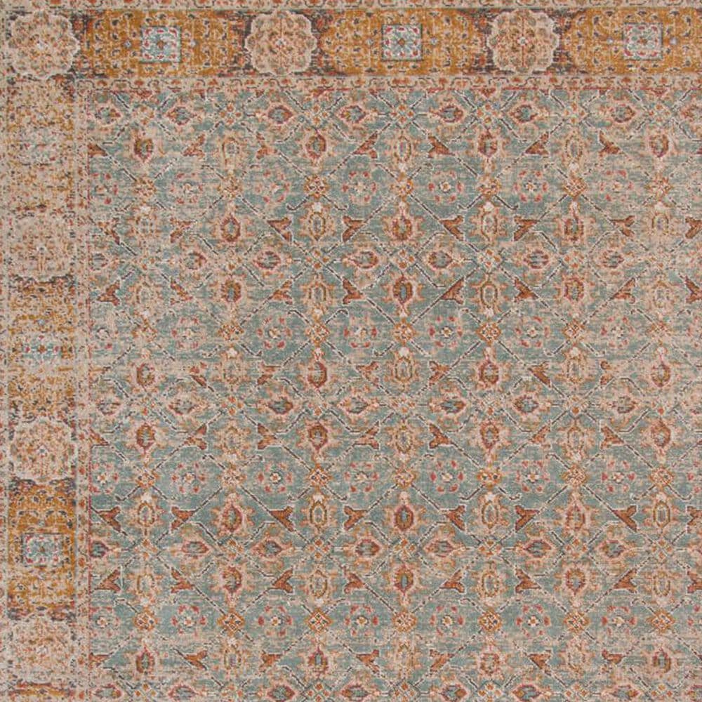 Amer Rugs Eternal 6&#39;7&quot; Round Teal and Gold Area Rug, , large