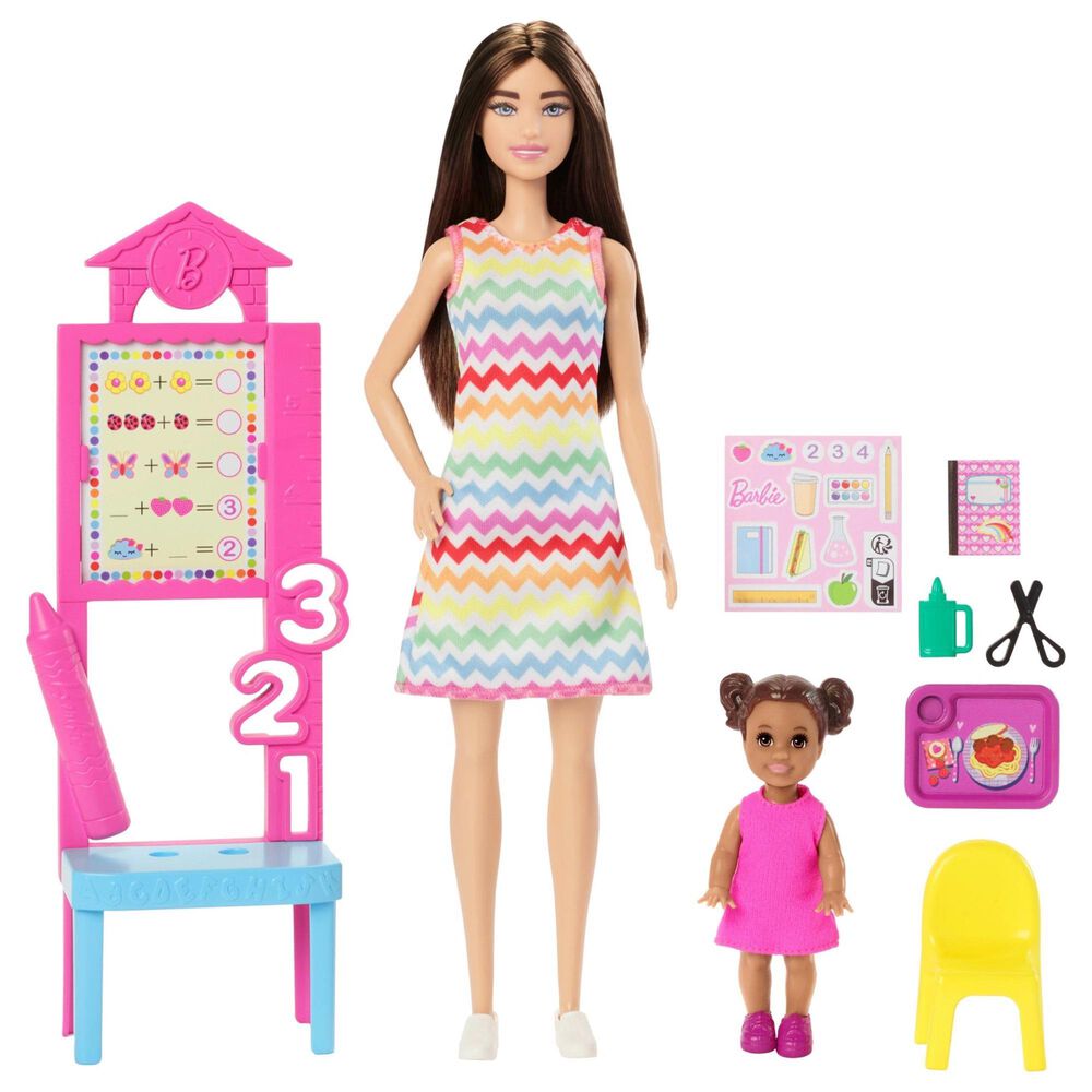 Barbie Teacher Doll with Brunette Hair and Teaching Accessories in Multicolor, , large