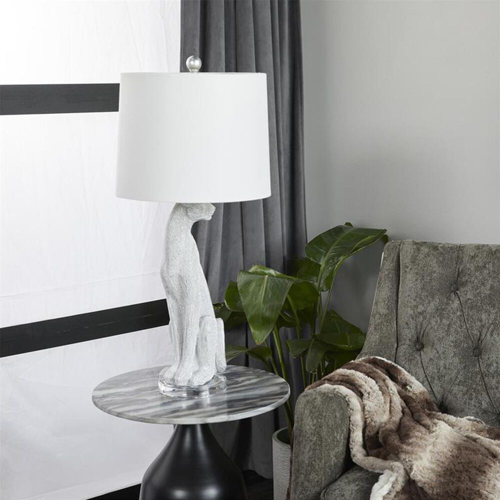 Maple and Jade Polystone Glam Table Lamp in White, , large