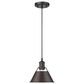 Golden Lighting Orwell 1-Light Small Pendant with Rubbed Bronze Shade in Matte Black, , large