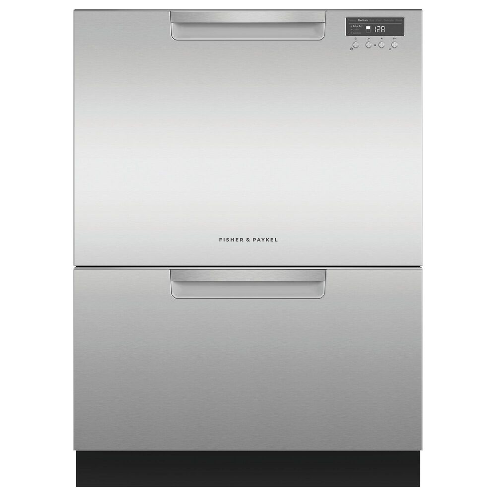 Fisher &amp; Paykel 4 Piece Stainless Steel Kitchen Set with 20.1 Cu. Ft. 3-Door French Door Refrigerator with Ice and Water, 30&quot; Freestanding Gas Range, Built-In 24 Inch Full Console Double DishDrawer with Full Flex Racking, and 30&quot; Over the Range Microwave Oven, , large