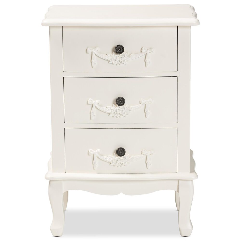 Baxton Studio Callen 3-Drawer End Table in White, , large