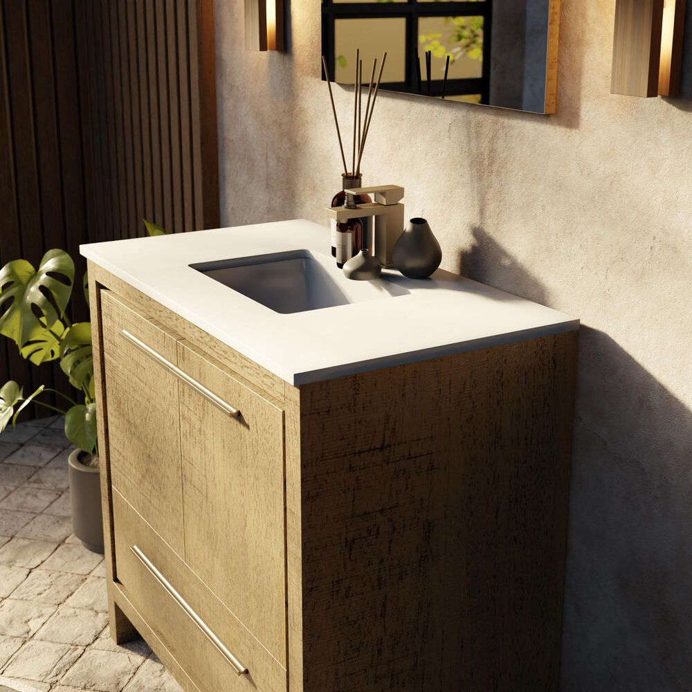 Lexora Home Lafarre 36" Single Bathroom Vanity in Rustic Acacia with 2 cm White Quartz Top and Rectangular Sink, , large