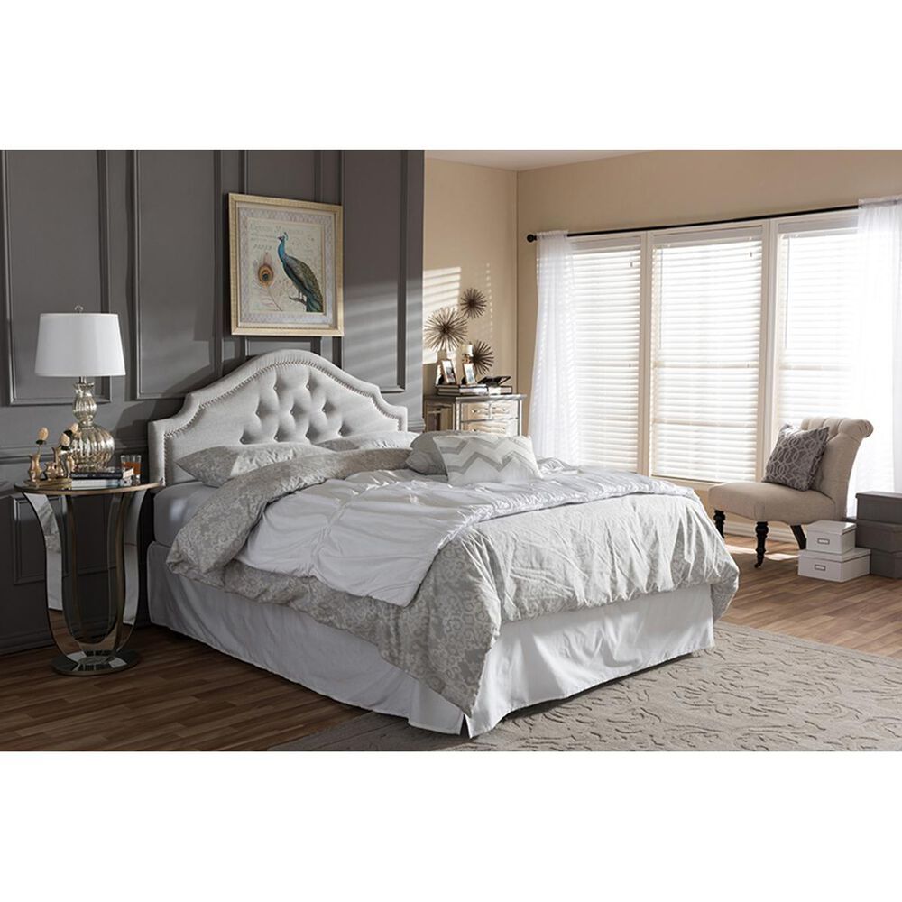 Baxton Studio Cora Full Upholstered Headboard in Greyish Beige, , large