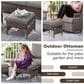 Sunwell Garden Outdoor Ottoman with Gray Cushion in Brown (Set of 2), , large