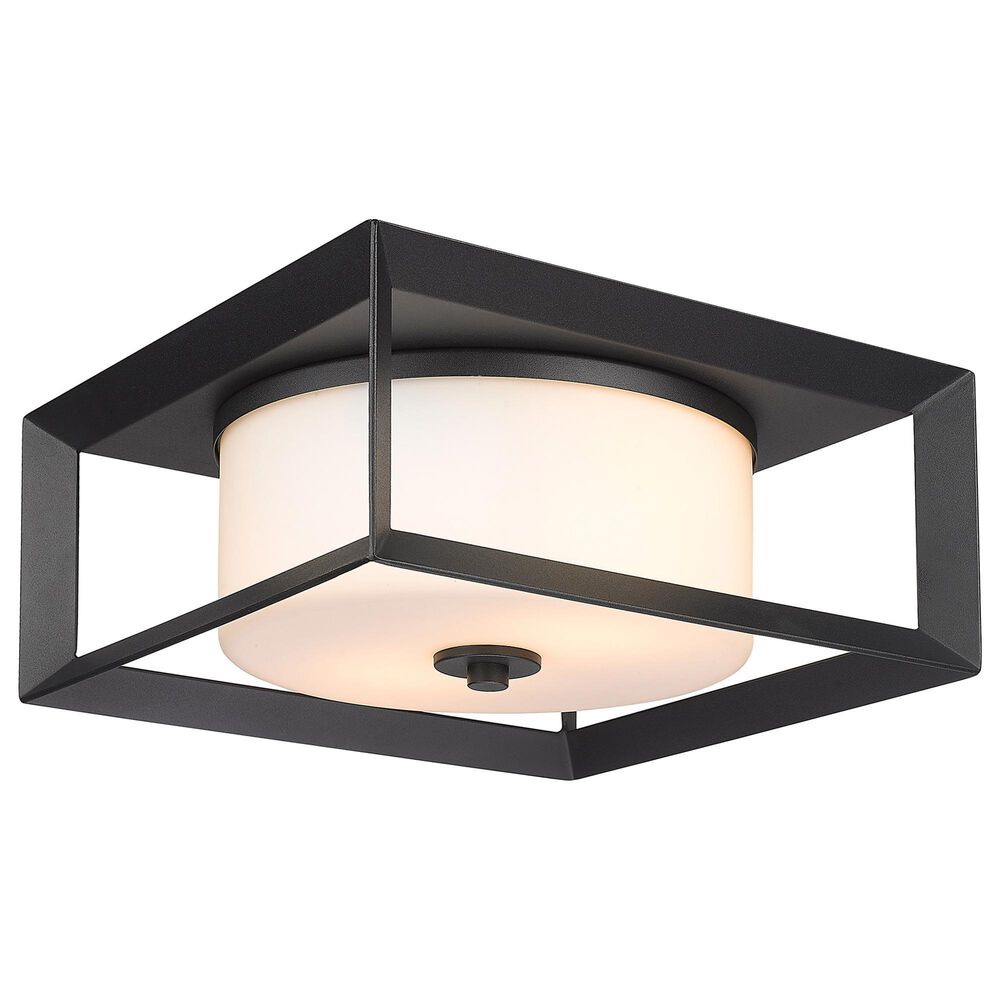 Golden Lighting Smyth 2-Light Outdoor Flush Mount with Opal Glass Shade in Natural Black, , large