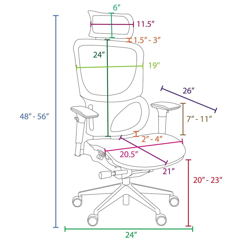 Regency Global Sourcing Omega Mesh O-2 Tech Ergonomic Management Office Chair in Black, , large