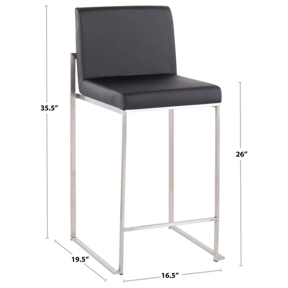 LumiSource Fuji 26" Counter Stool with Black Upholstery in Gold (Set of 2), , large