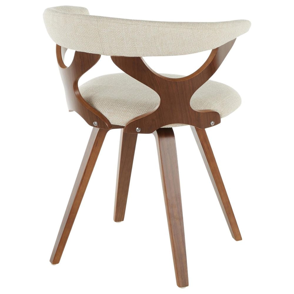 LumiSource Gardenia Swivel Arm Chair with Cream Upholstered in Walnut, , large