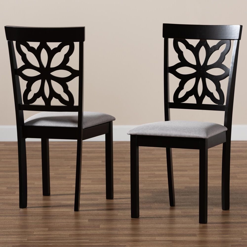 Baxton Studio Samwell Side Chair with Grey Cushion in Dark Brown (Set of 2), , large