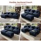 HOMLUX 107.87" Ultra-Comfort Chenille Sectional Sofa Set in Dark Blue, , large