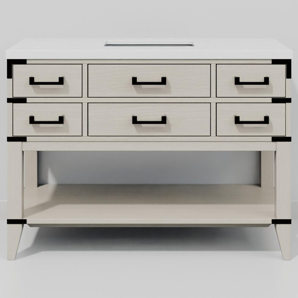 Lexora Home Norwalk 48" Single Bathroom Vanity in White Oak with White Cultured Marble Top and Rectangular Sink, , large