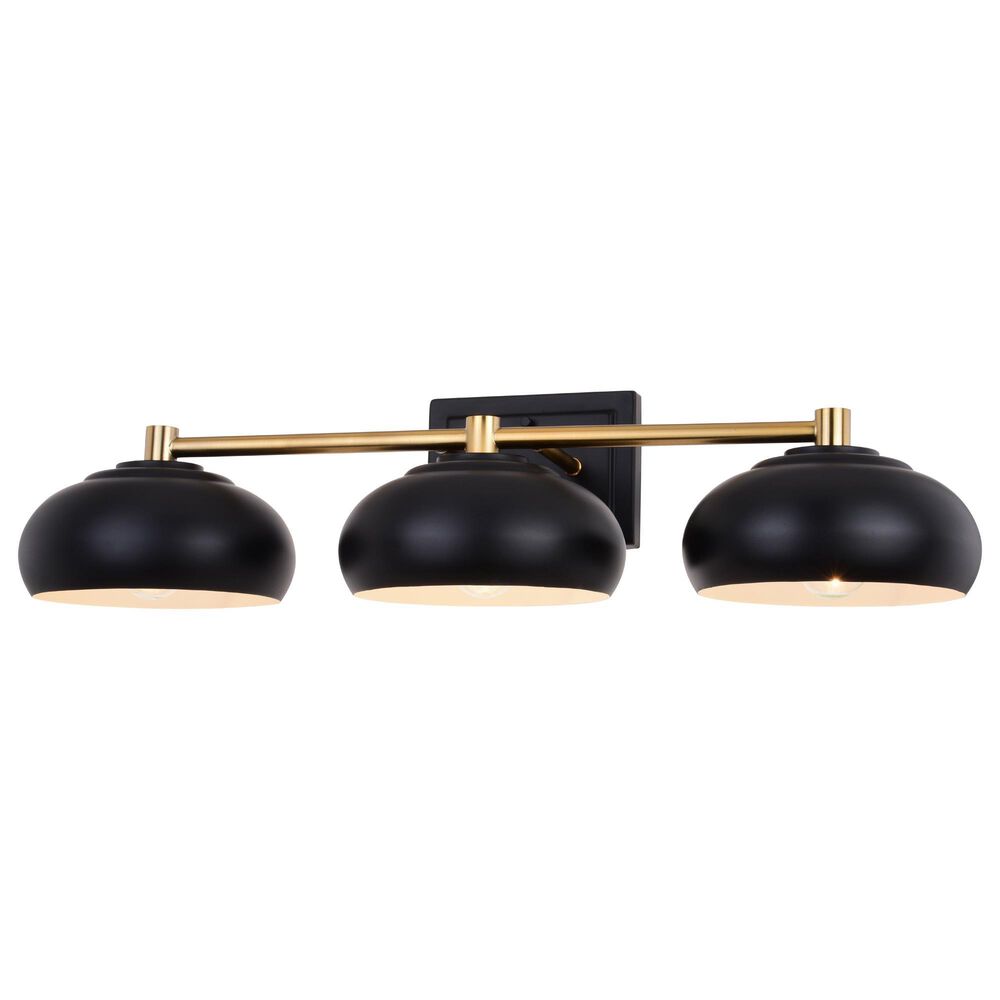 Vaxcel Belmont 3-Light Bathroom Vanity in Matte Black and Satin Brass, , large