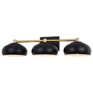 Vaxcel Belmont 3-Light Bathroom Vanity in Matte Black and Satin Brass, , large