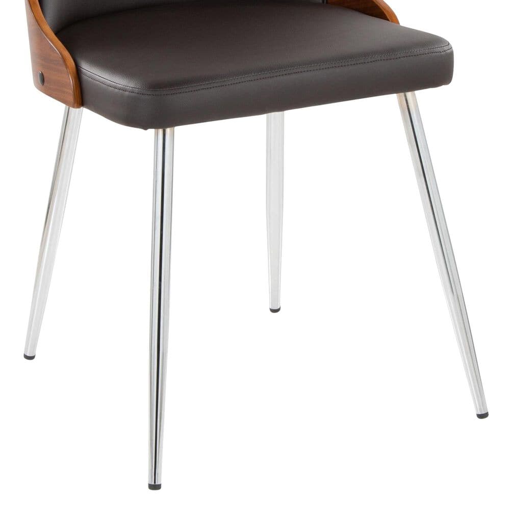 LumiSource Anabelle Side Chair with Brown Cushion in Chrome and Walnut (Set of 2), , large