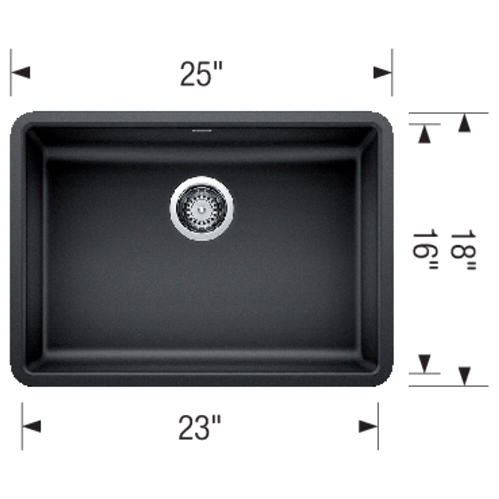 Blanco Precis 25&quot; Single Bowl Kitchen Sink in Volcano Gray, , large