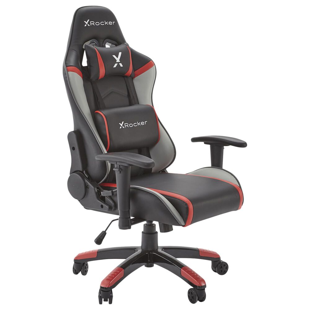 X-Rocker Agility Junior PC Gaming Chair / Red Gray and Black / 2D Arms / No Audio, , large