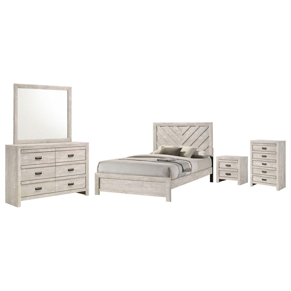 Crown Mark Valor 5-Piece King Bedroom Set in Light Gray, , large