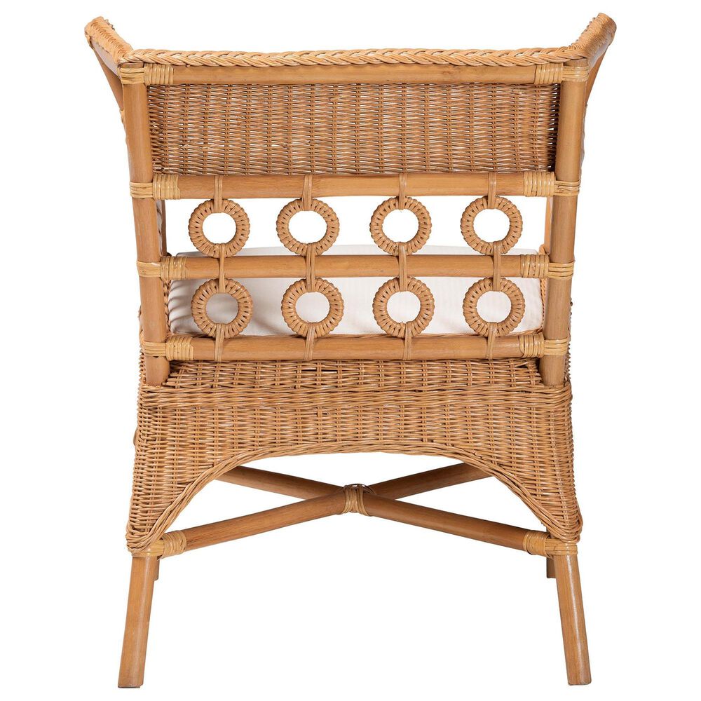 Baxton Studio Oxford Rattan Arm Chair in White, , large