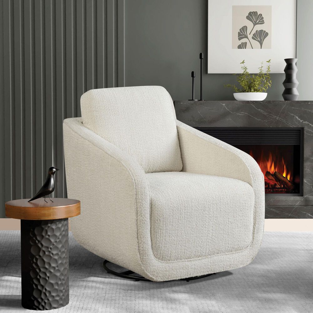 Lifestyle Solutions Lydia Swivel Accent Chair in Cream, , large