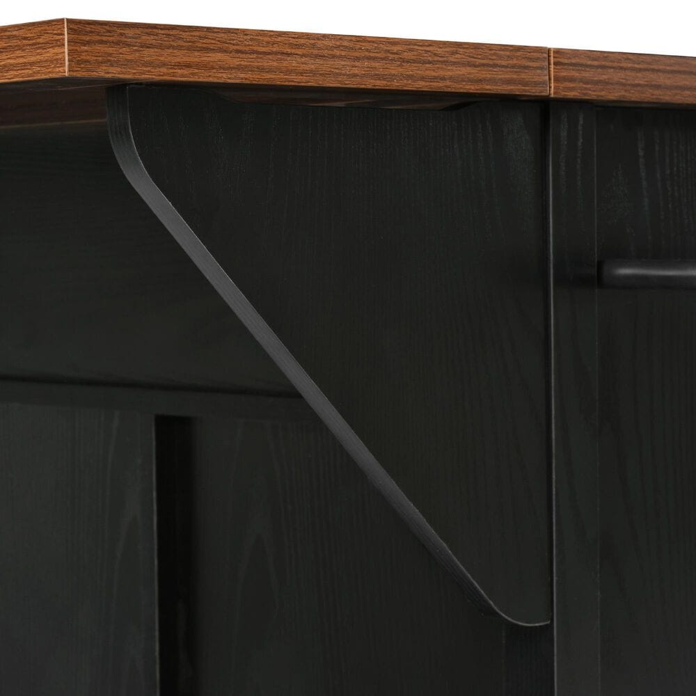 HOMLUX 58" Kitchen Island with Drop Leaf in Black and Brown, , large