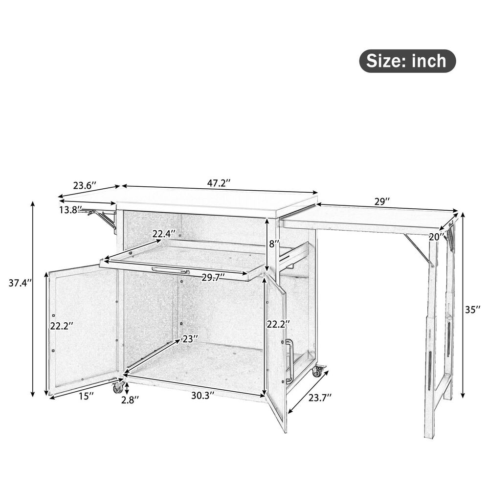 Hearth and Haven Patio Serving Cart in Matte Black, , large