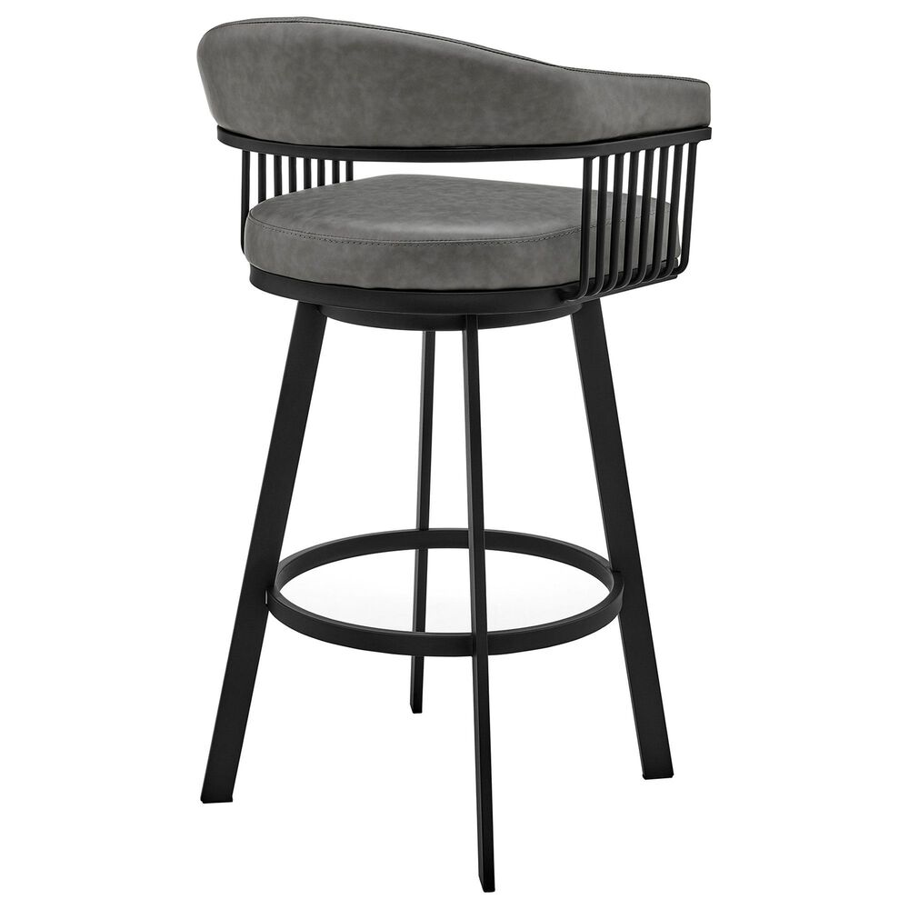 Blue River Chelsea 30&quot; Swivel Barstool with Vintage Gray Cushion in Matte Black, , large