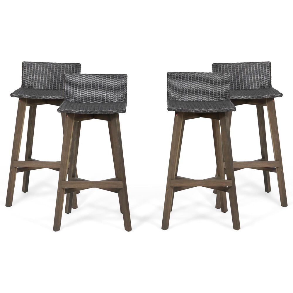 Noble House La Brea Patio Barstool in Gray (Set of 4), , large