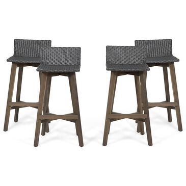 Noble House La Brea Patio Barstool in Gray (Set of 4), , large