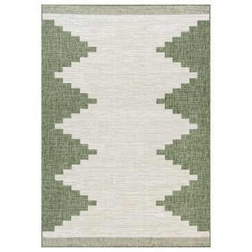 Surya Eagean EAG-2435 Grass Green, Ivory, Dark Green and Seafoam 5"3" x 7"7" Indoor/Outdoor Area Rug, , large