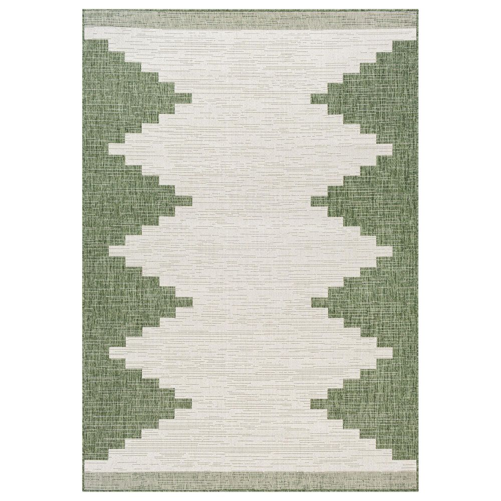 Surya Eagean EAG-2435 Grass Green, Ivory, Dark Green and Seafoam 5"3" x 7"7" Indoor/Outdoor Area Rug, , large