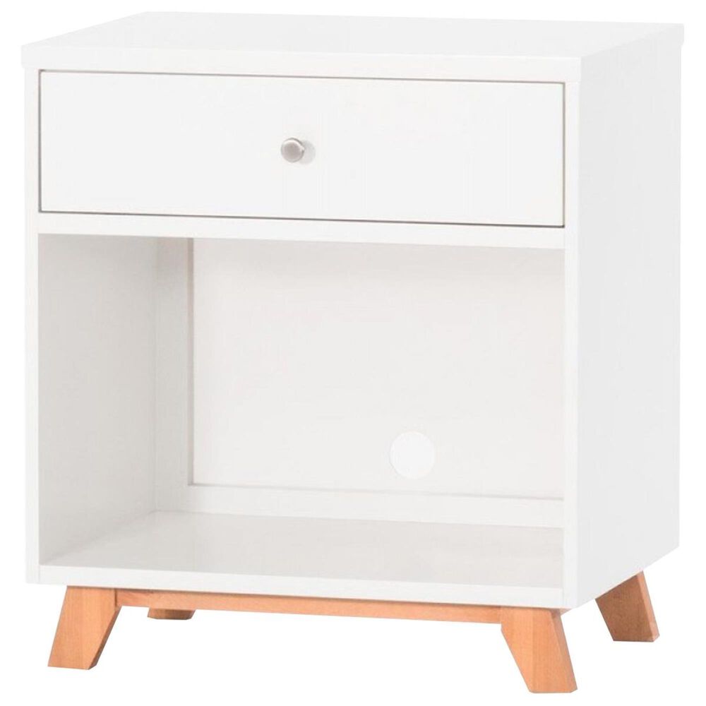 Foundations Worldwide Soho Nightstand in Matte White and Natural, , large