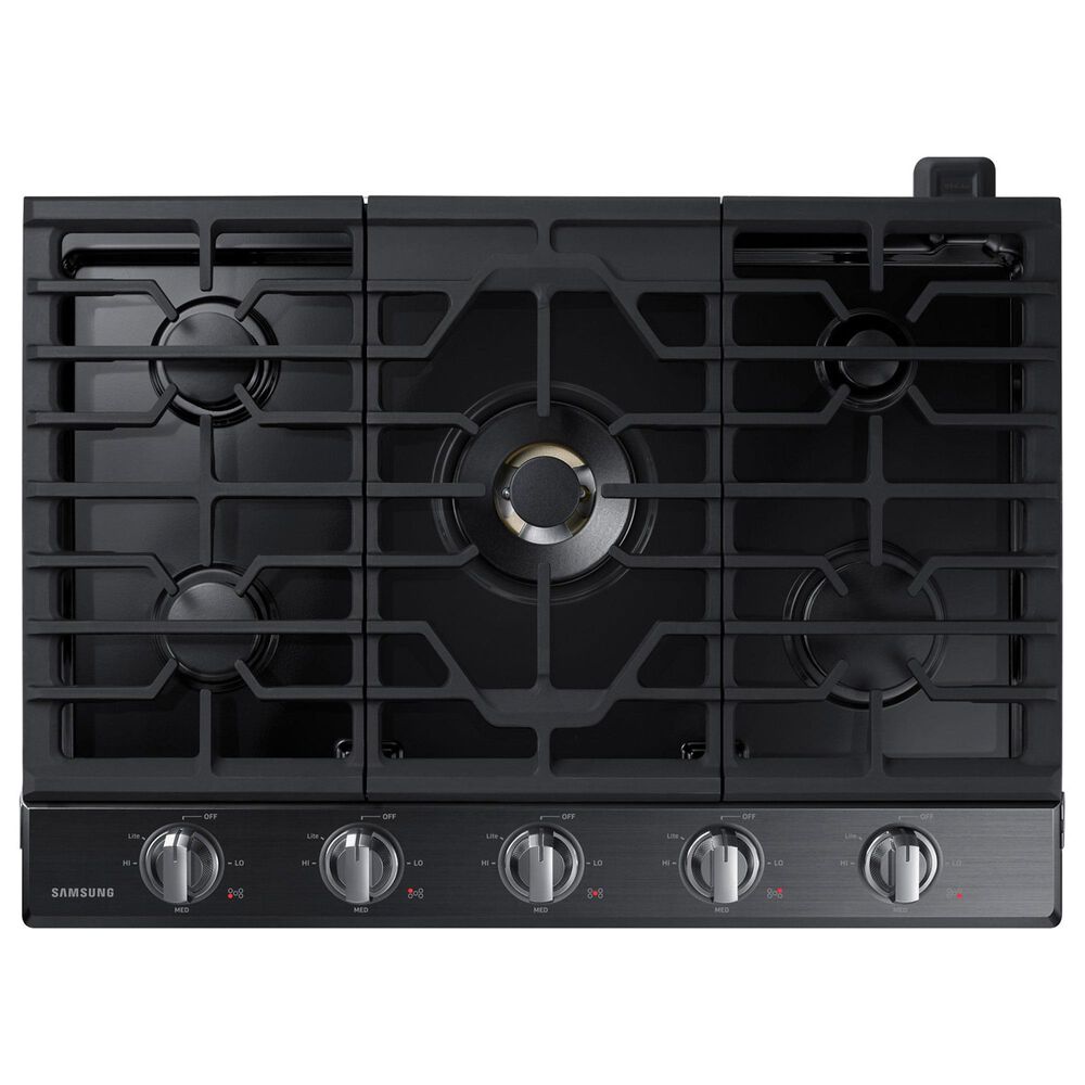Samsung 2pc Bespoke 30&quot; Single Electric Wall Oven with Convection in Stainless Steel &amp; 30&quot; Gas Cooktop in Black Stainless Steel , , large