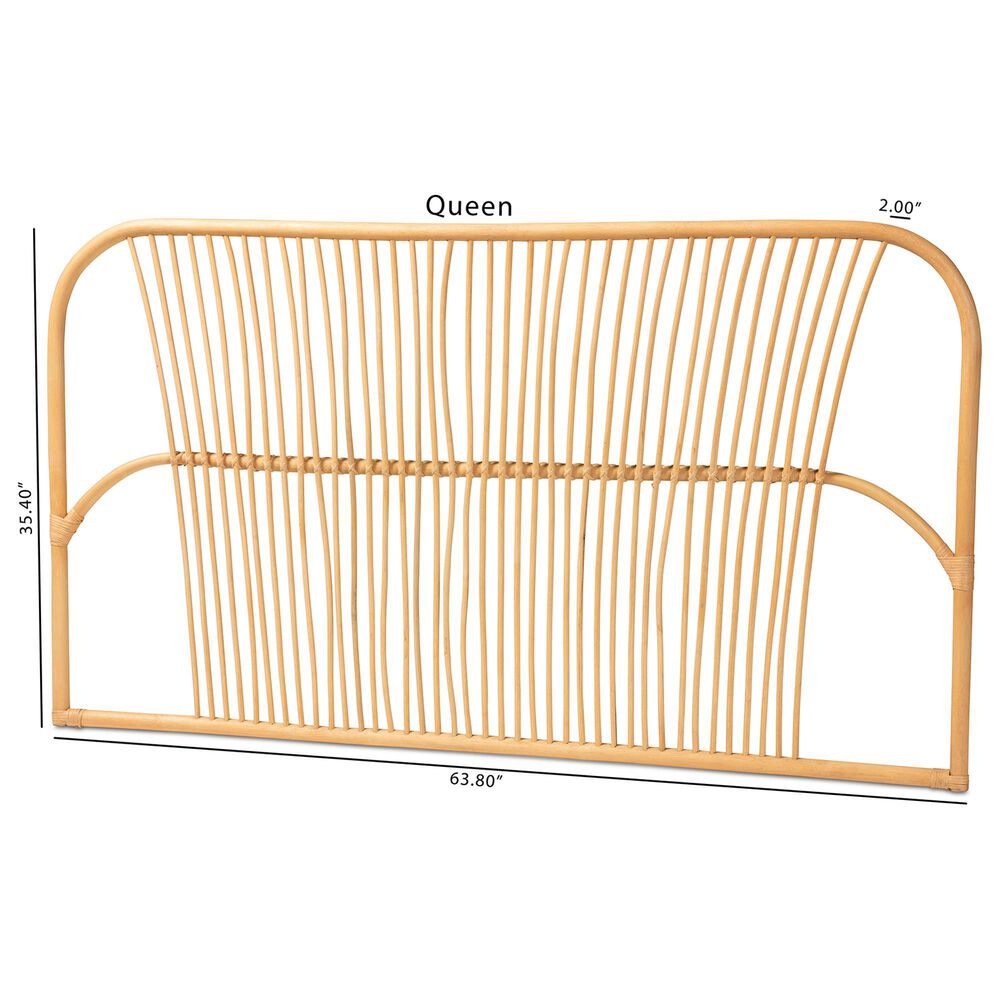 Baxton Studio Laina Queen Wall Mount Headboard in Natural Brown, , large
