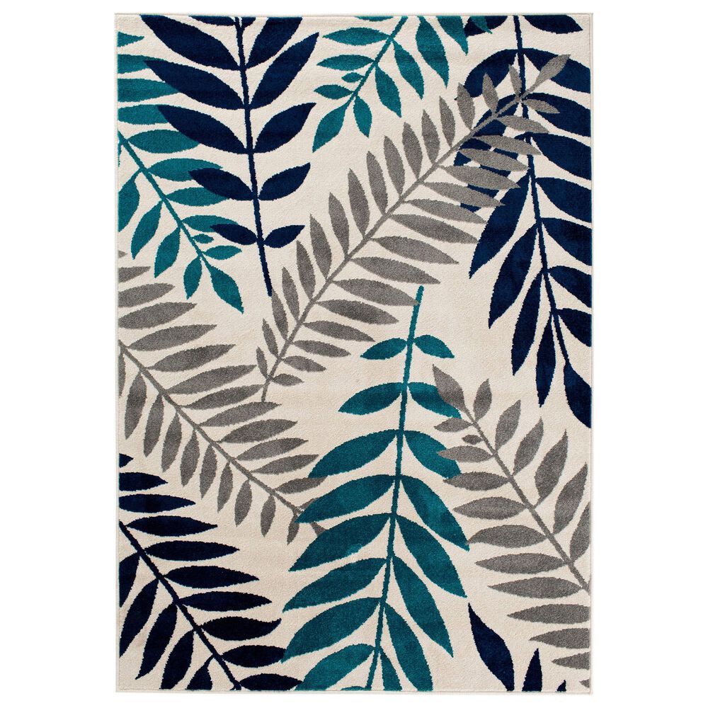 Central Oriental Terrace Tropic Blythew 8"8" x 11"10" Cloud and Metal Area Rug, , large