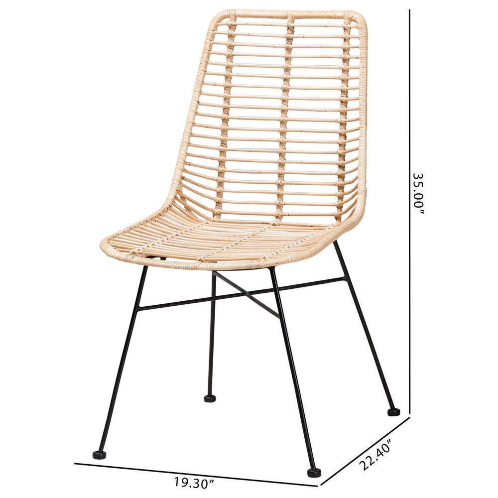 Baxton Studio Manhattan Side Chair in Natural Brown and Black (Set of 2), , large