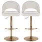 LumiSource Renee Adjustable Swivel Bar Stool with Cream Fabric Upholstery in Gold (Set of 2), , large