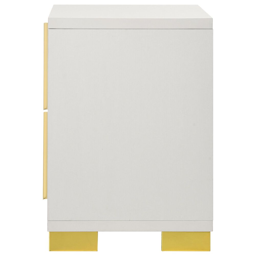 Pacific Landing Marceline 2-Drawer Nightstand in White and Gold, , large