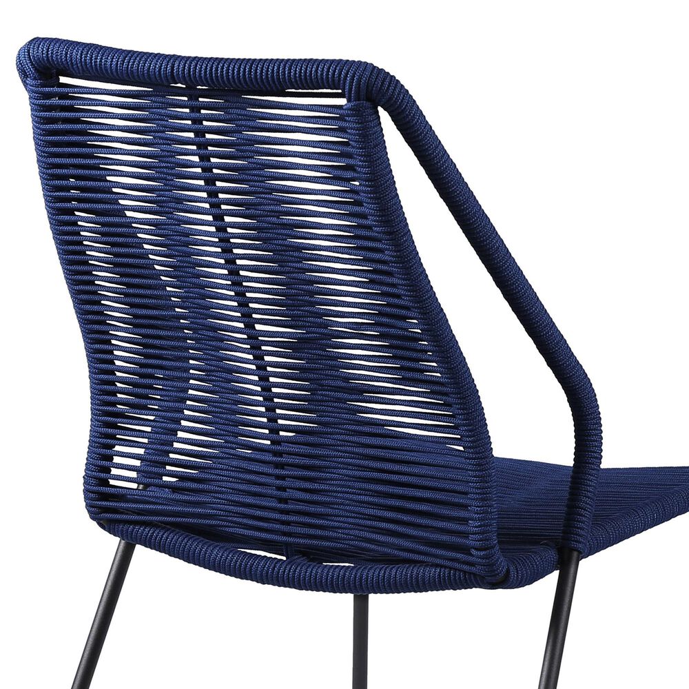 Blue River Clip Outdoor Dining Chair with Blue Woven Seat in Black (Set of 2), , large