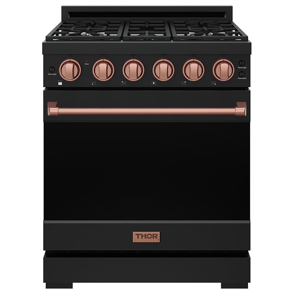 Thor Kitchen Gordon Ramsay 4.6 Cu. Ft. Professional Liquid Propane Range with Rose Gold Handle Kit in Black, , large