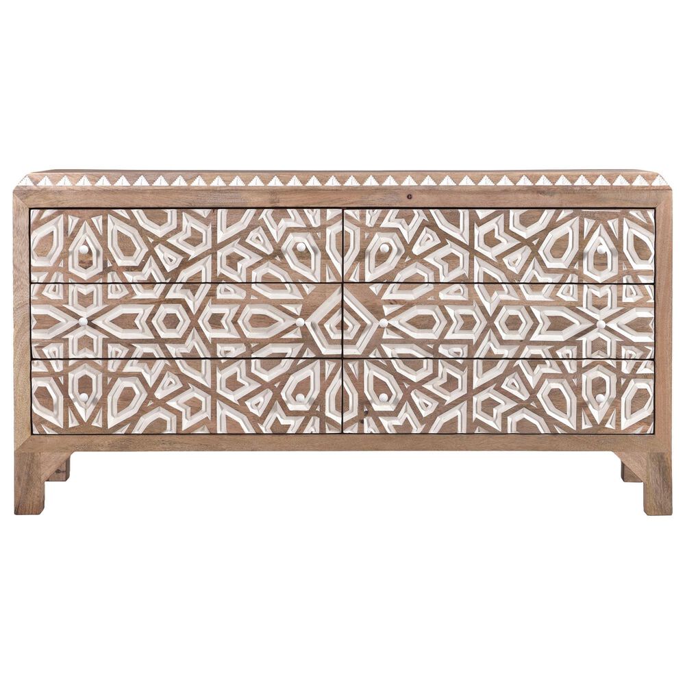 Home Trends &amp; Design Tangiers 6-Drawer Dresser in Natural Oak and White, , large